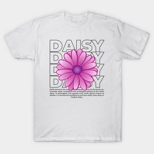 Outline purple daisy flower with text T-Shirt